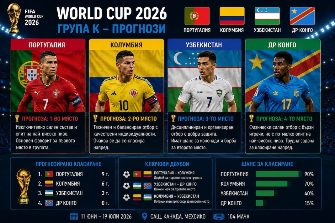 Прогноза за крайното класиране в Група К на Мондиал 2026
